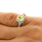 1.72 ct Fancy Yellow Cushion Cut Halo Diamond Engagement Ring